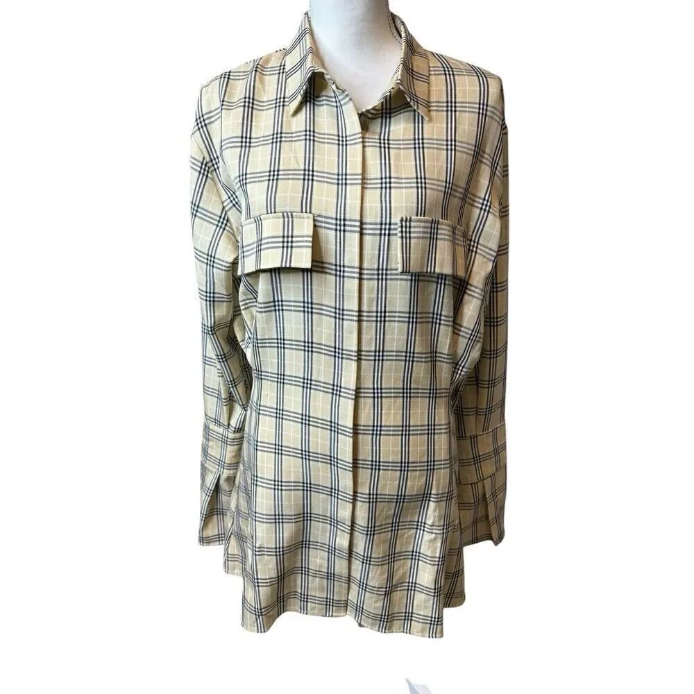 Lioness Shirt Academia Shirt Dress Clueless Y2K Plaid School Girl Retro Sz Med